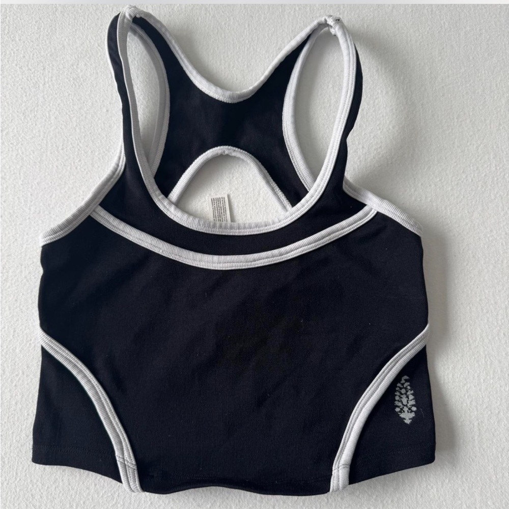 Free people black and White Racerback Tank Top
